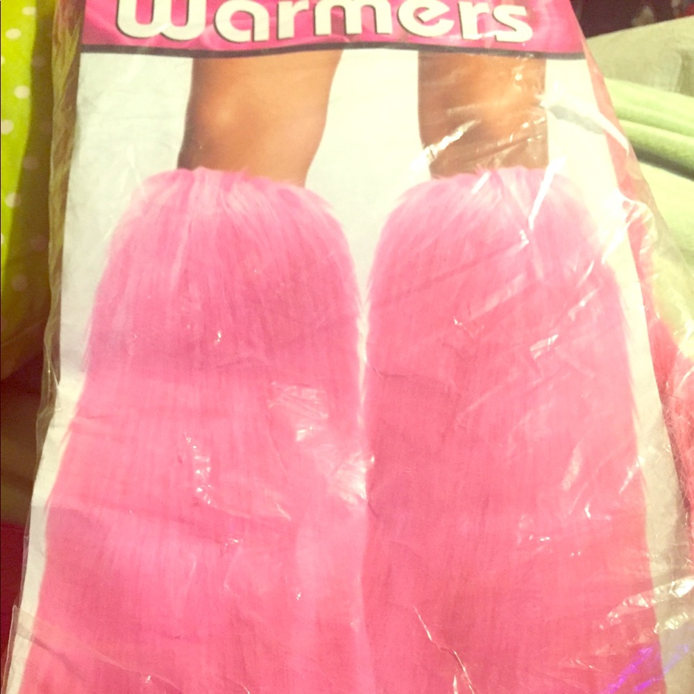 Fuzzy pink leg warmers/ boot covers